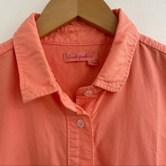 Fresh Produce 100% Cotton Peach Button Down Shirt Dress - Picture 2 of 10